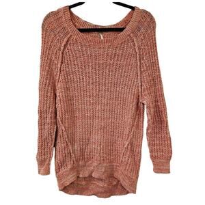 Free People Sweater Womens Small Tunic Cable Knit Marled Orange Boho Chic Cabin